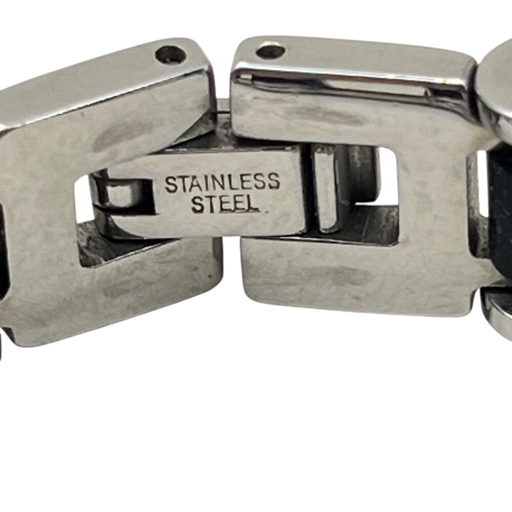 Colibri Stainless Steel Bracelet Black Silver Tone Biker Chain Link Mens 7.75 - Picture 5 of 7